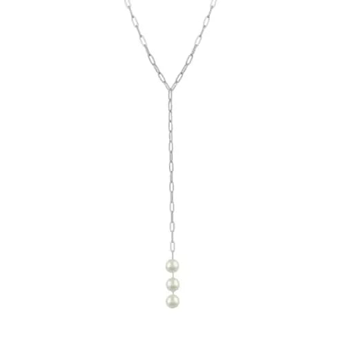 Eliza Silver Necklace with Pearls-lariat necklaces for women