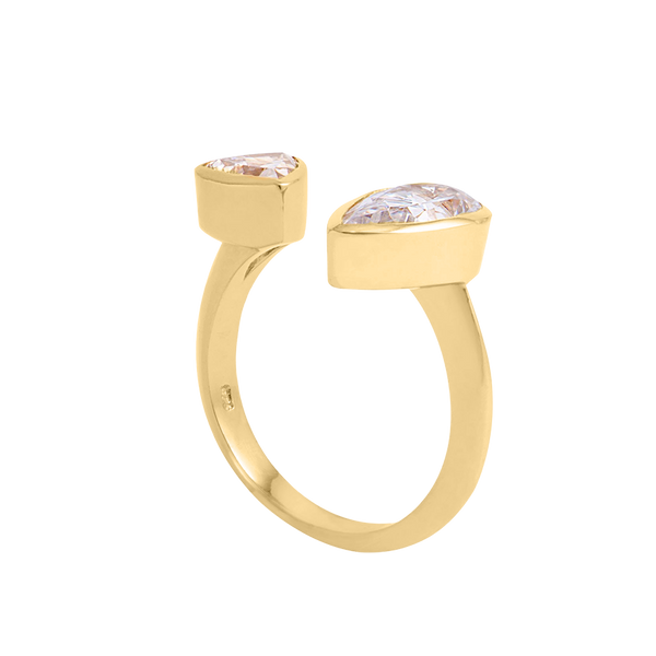 Swarovski Crystal Open Ring for Women-Luxury Gold Ring