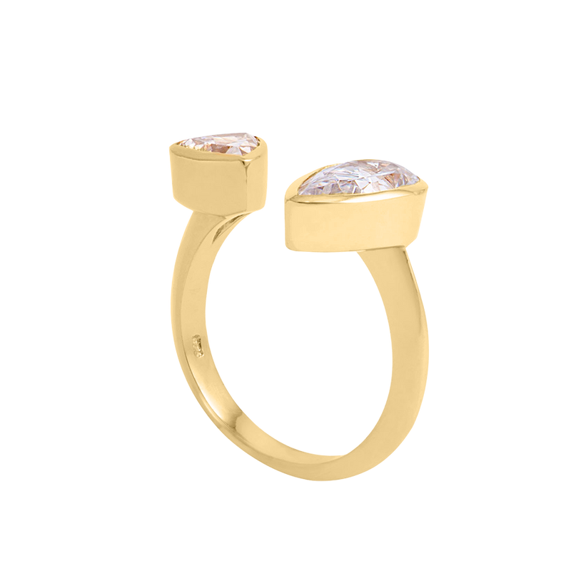 open ring with two stones-fast shipping jewelry