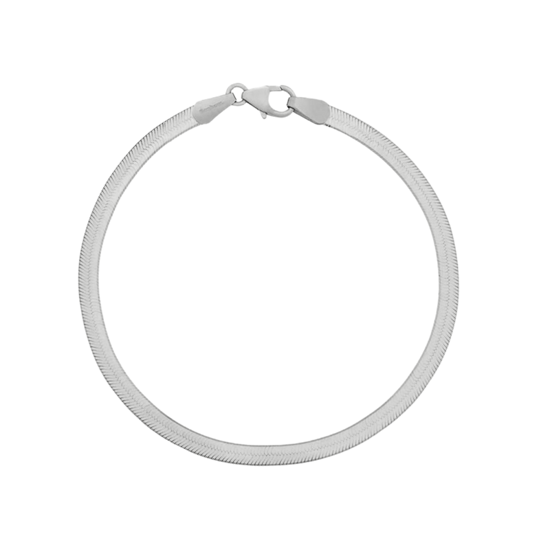 Thin Sterling Silver Herringbone Bracelet for women-Adjustable Bracelet Chain