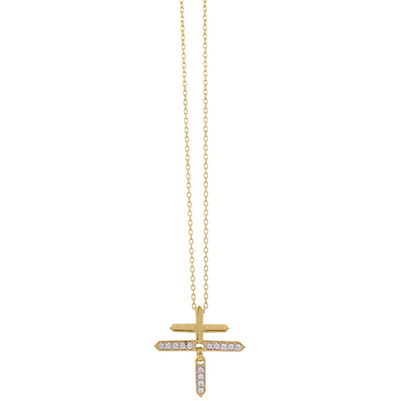 Women's Necklace with Crystal Pendant- long gold necklace for women
